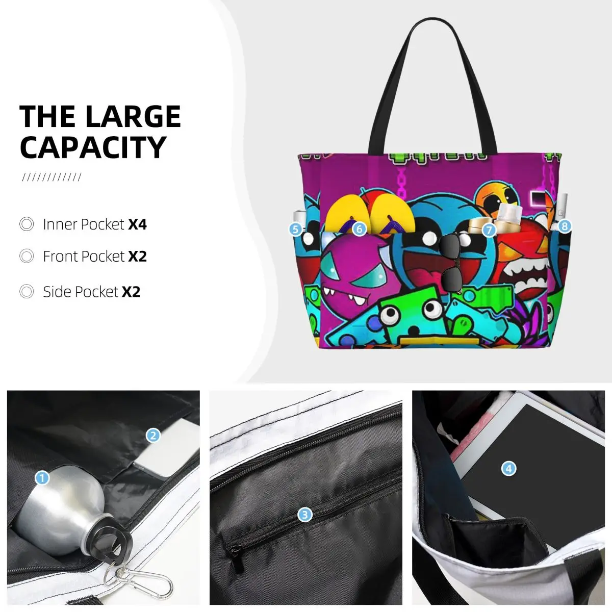 Tas Tote Pantai Geometry Dash  - Yoga Fitness Video ulasan dan harga